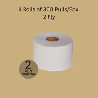Recycled Tissue Toilet Rolls 4 in 1 Pack - 300 Pulls each 2 ply